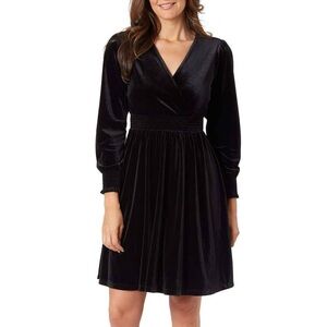 Briggs NWT Long Sleeve Black Velvet Dress. Size:L